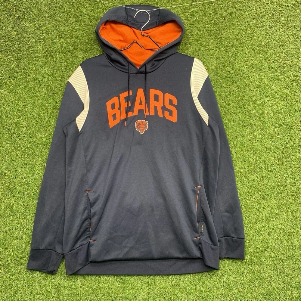 Chicago Bears Hoodie Mens Small S Nike Therma Fit Sweatshirt Fleece Swoosh Check